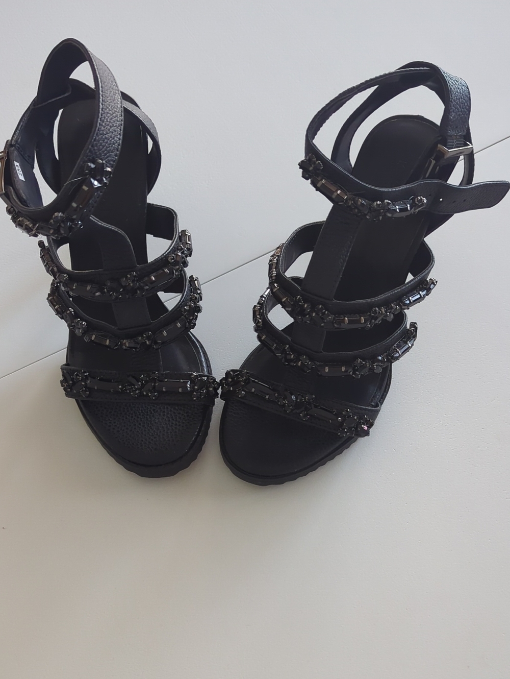 Karl Lagerfeld Black Jeweled Multi-Strap Women's Sandals